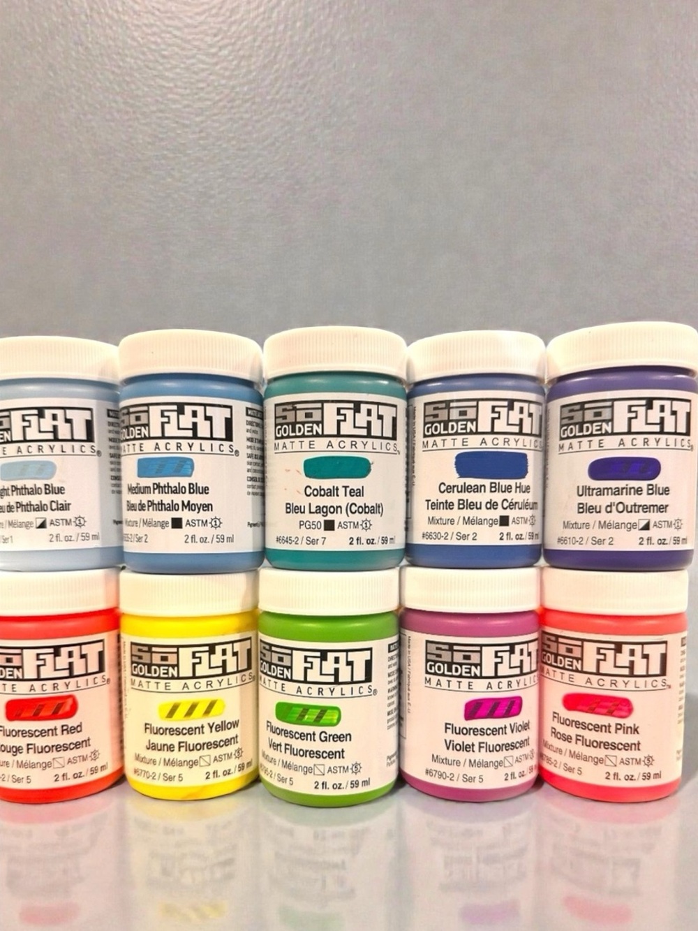 10 New Golden SoFlat Matte Acrylics Paint Set- Paint Supply Lot, Art, Painting